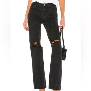 Re/done high rise loose Black Distressed Jeans